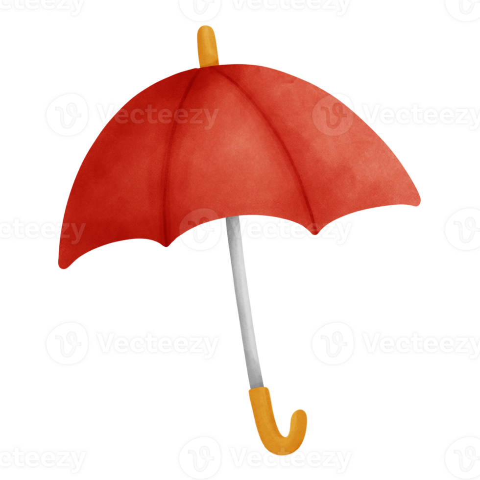 Watercolor illustration of red umbrella png