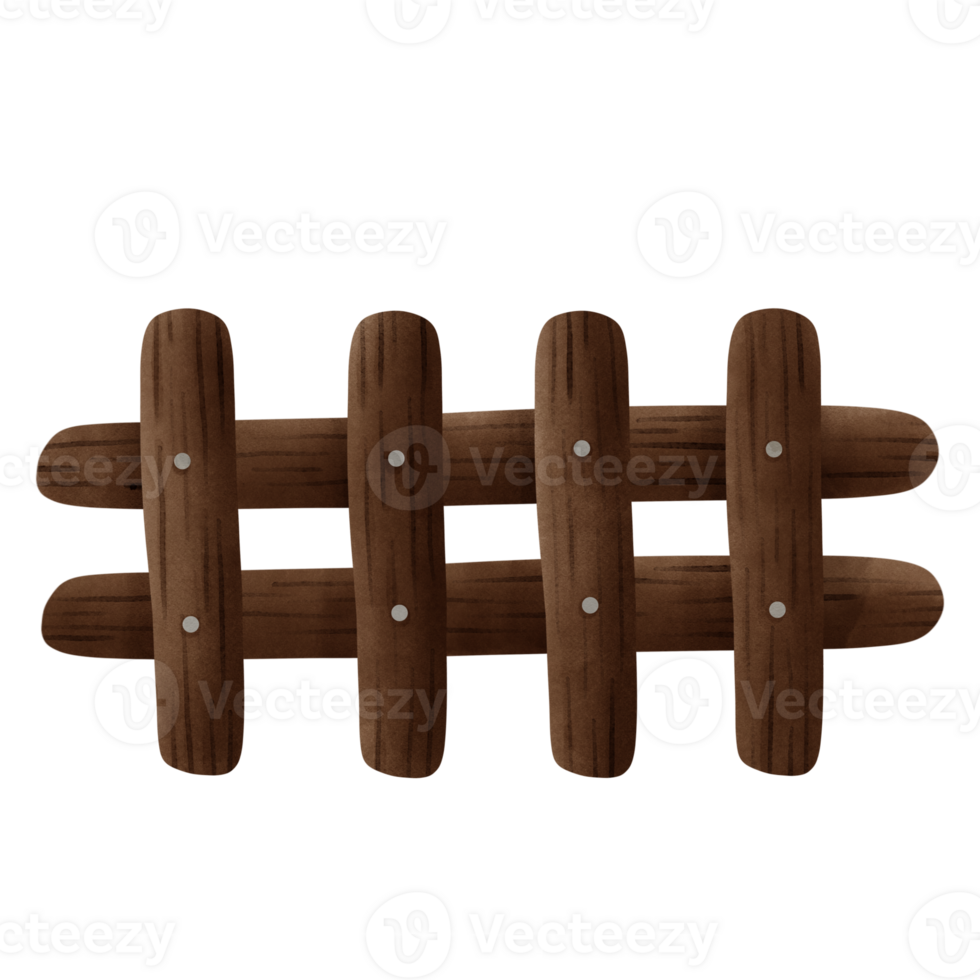 Watercolor drawing of a Wooden fence png