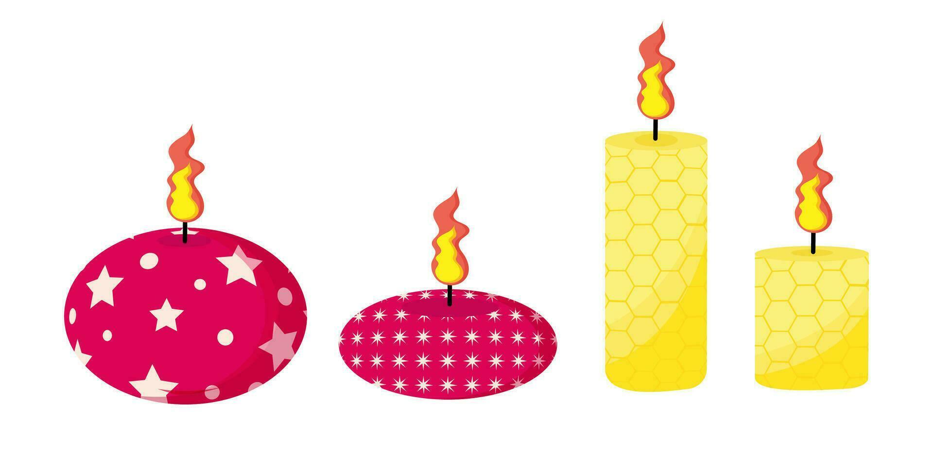 Colorful Christmas candle set. Vector illustration.