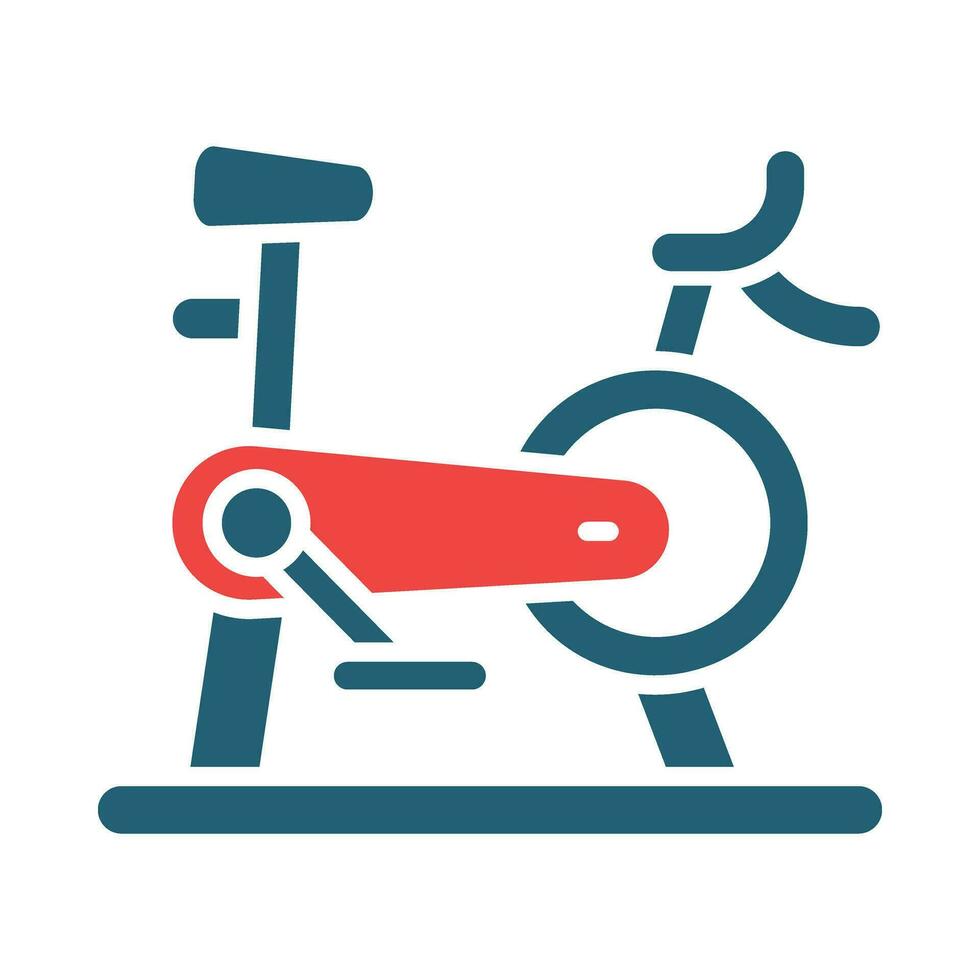 Stationary Bike Vector Glyph Two Color Icon For Personal And Commercial Use.