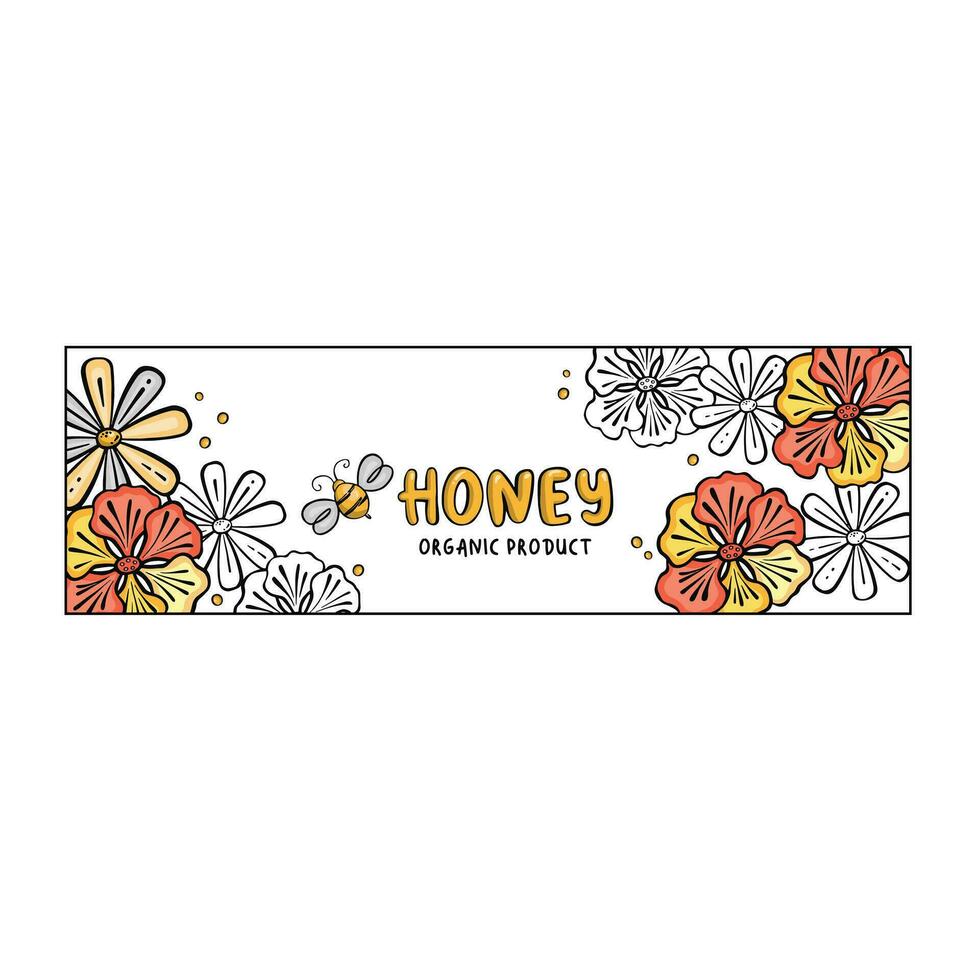 abeja en flores, bandera, vector ilustración