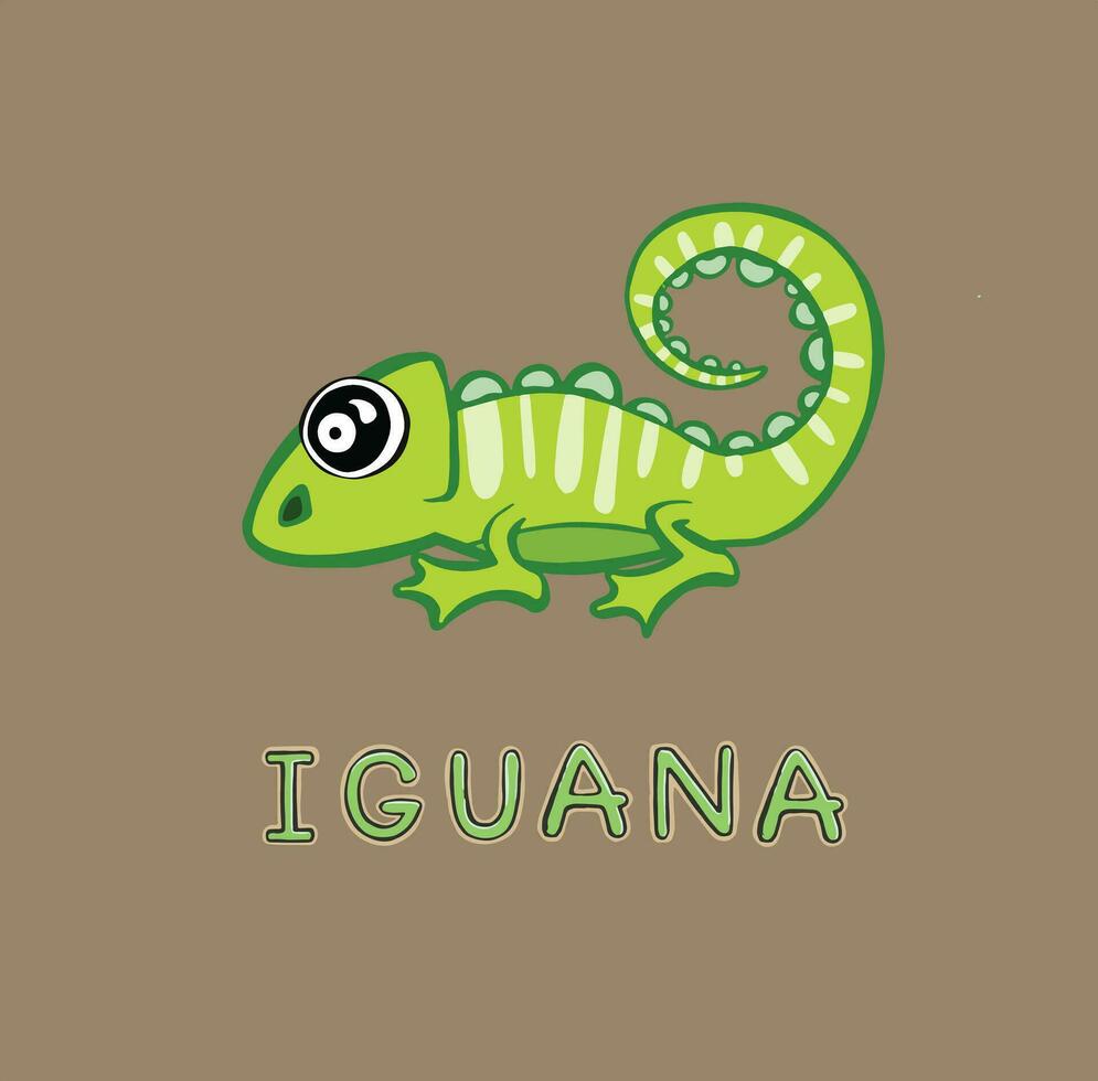 design Cute iguana cartoon. small  for stock. Vector