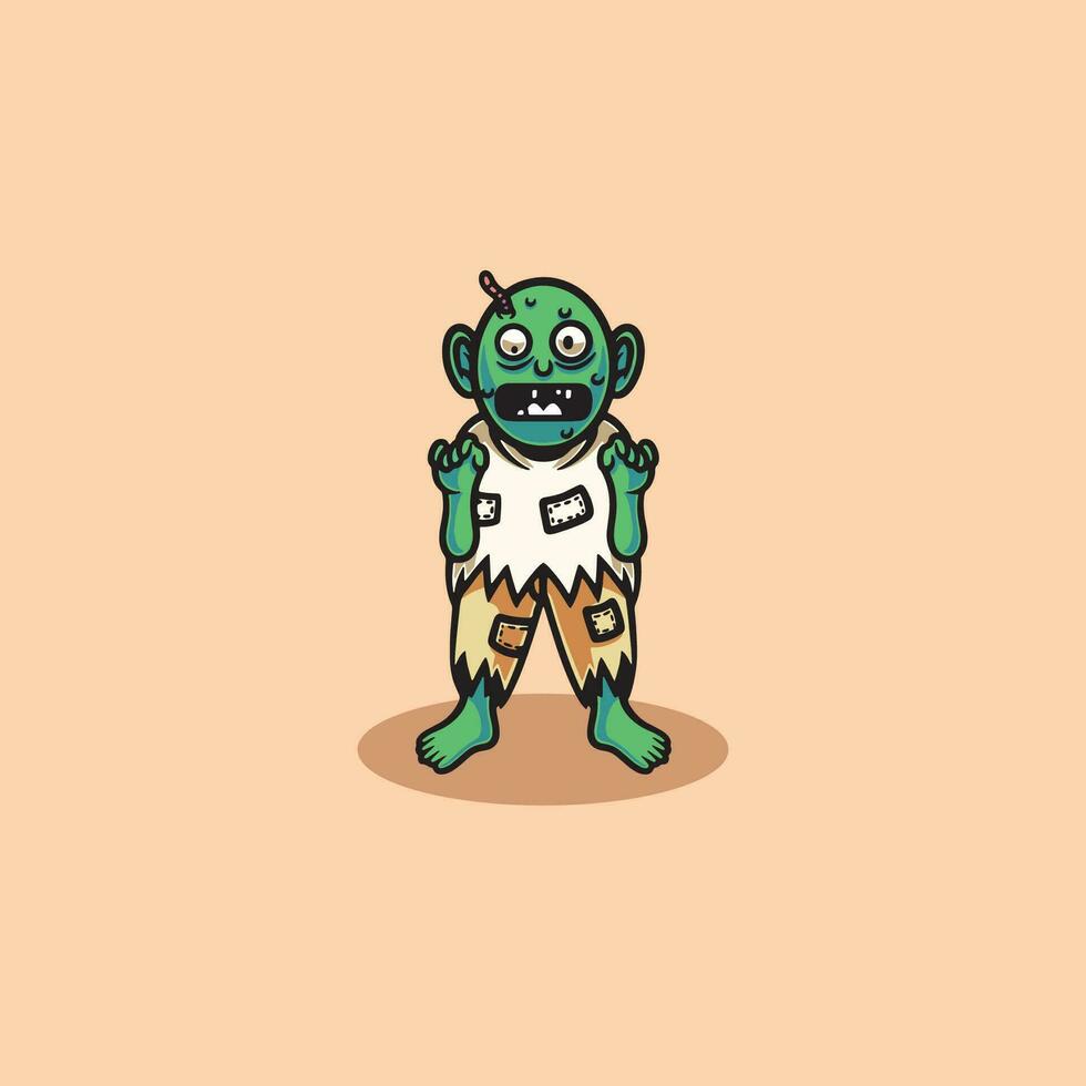 Simple scary zombie design cartoon illustration vector