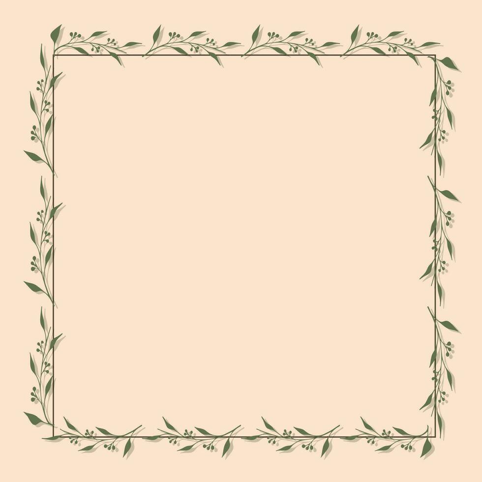 Abstract frame made of branches, leaves and geometric shapes vector