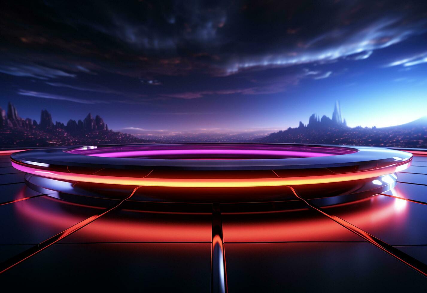 Ai Generated Neon illuminated futuristic backdrop realistic image, ultra hd, high design very detailed photo