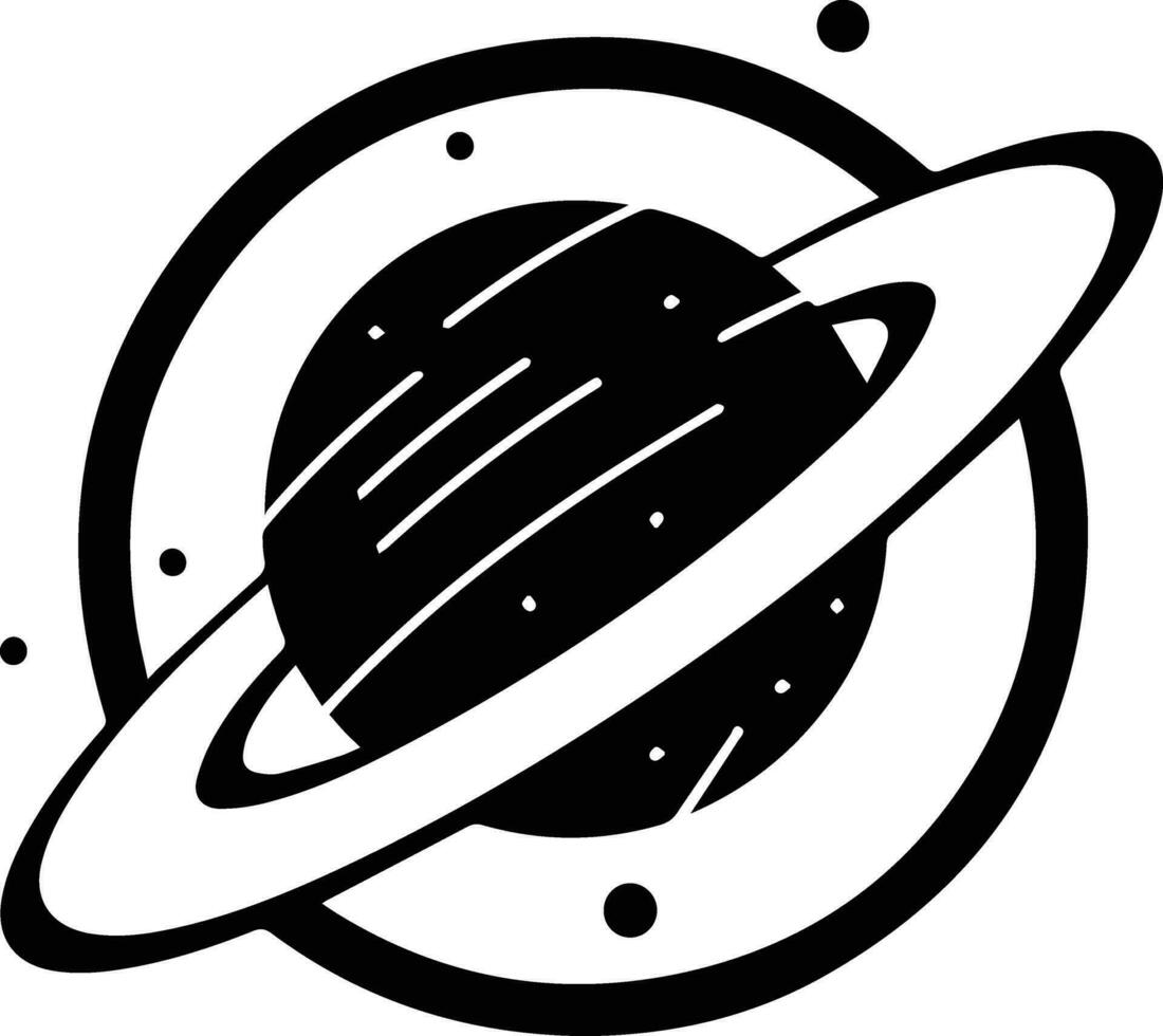planet with rings logo in flat line art style vector