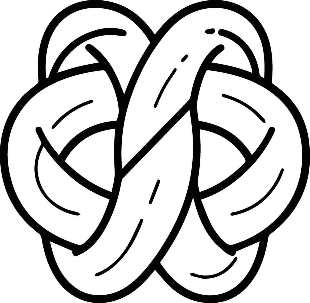 Pretzel Bread logo in flat line art style vector