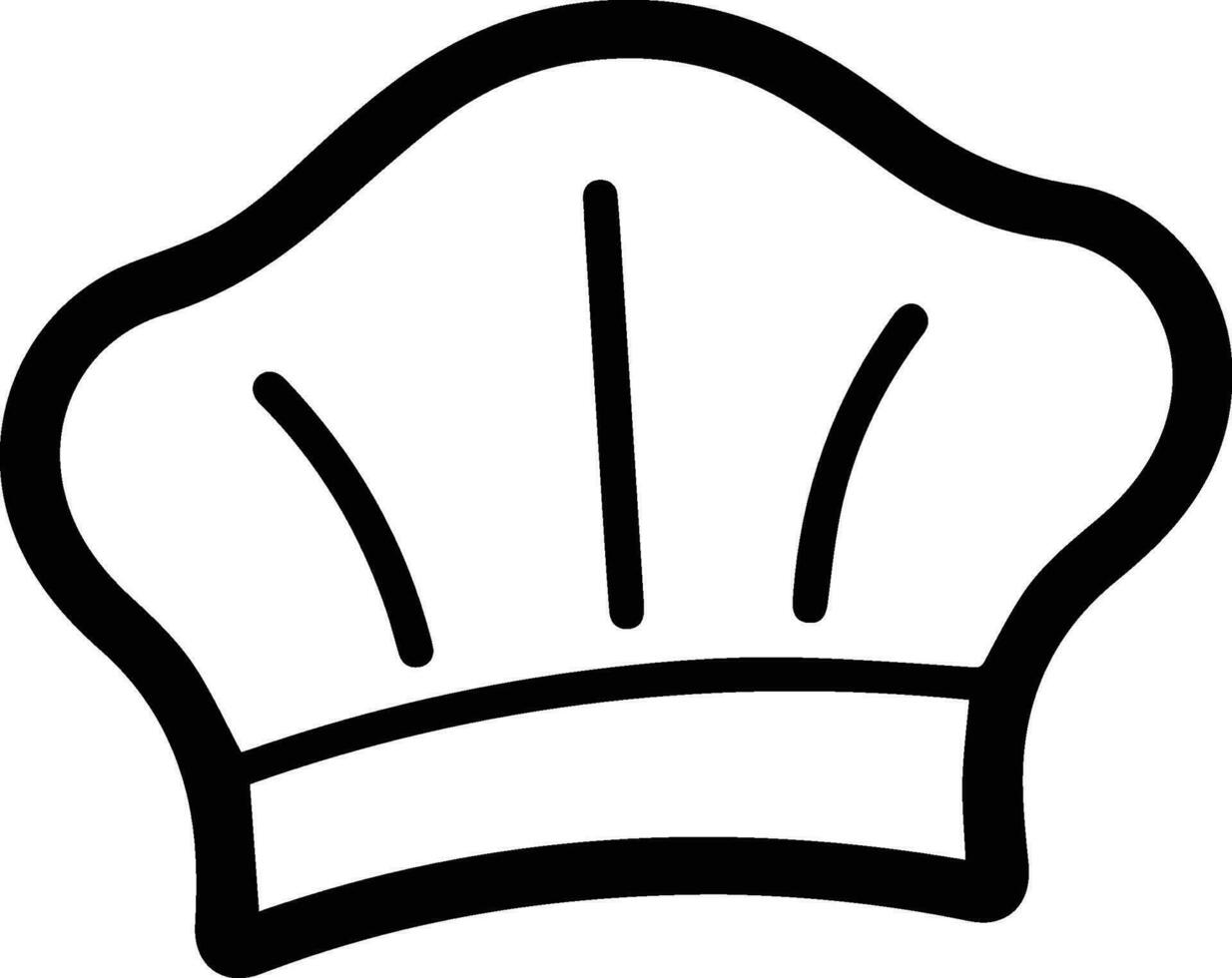 chef hat logo in flat line art style vector
