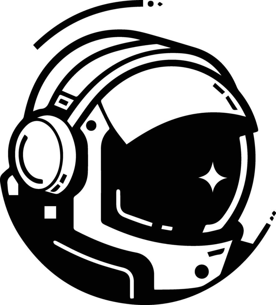 astronaut and planet logo in flat line art style vector