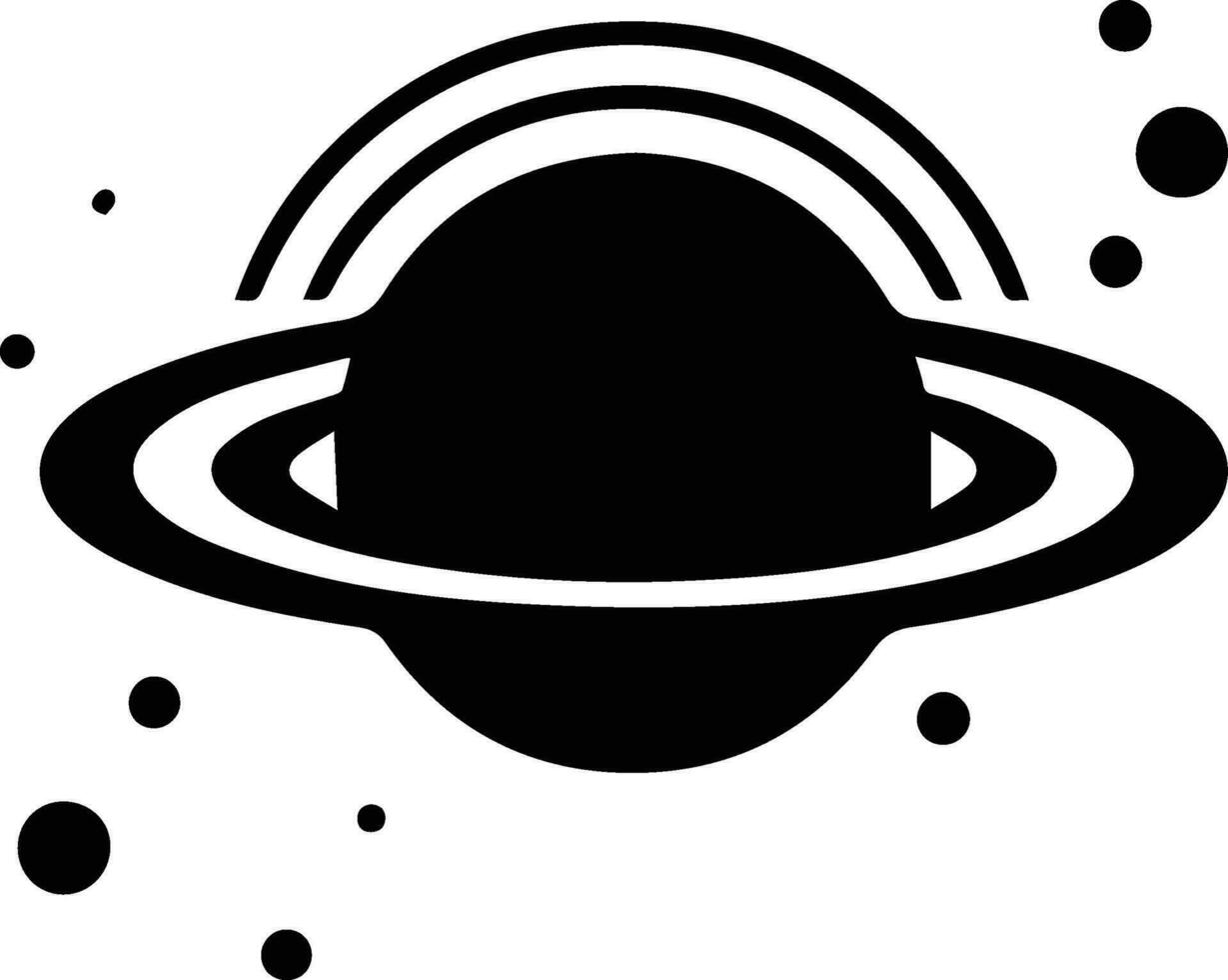 planet with rings logo in flat line art style vector