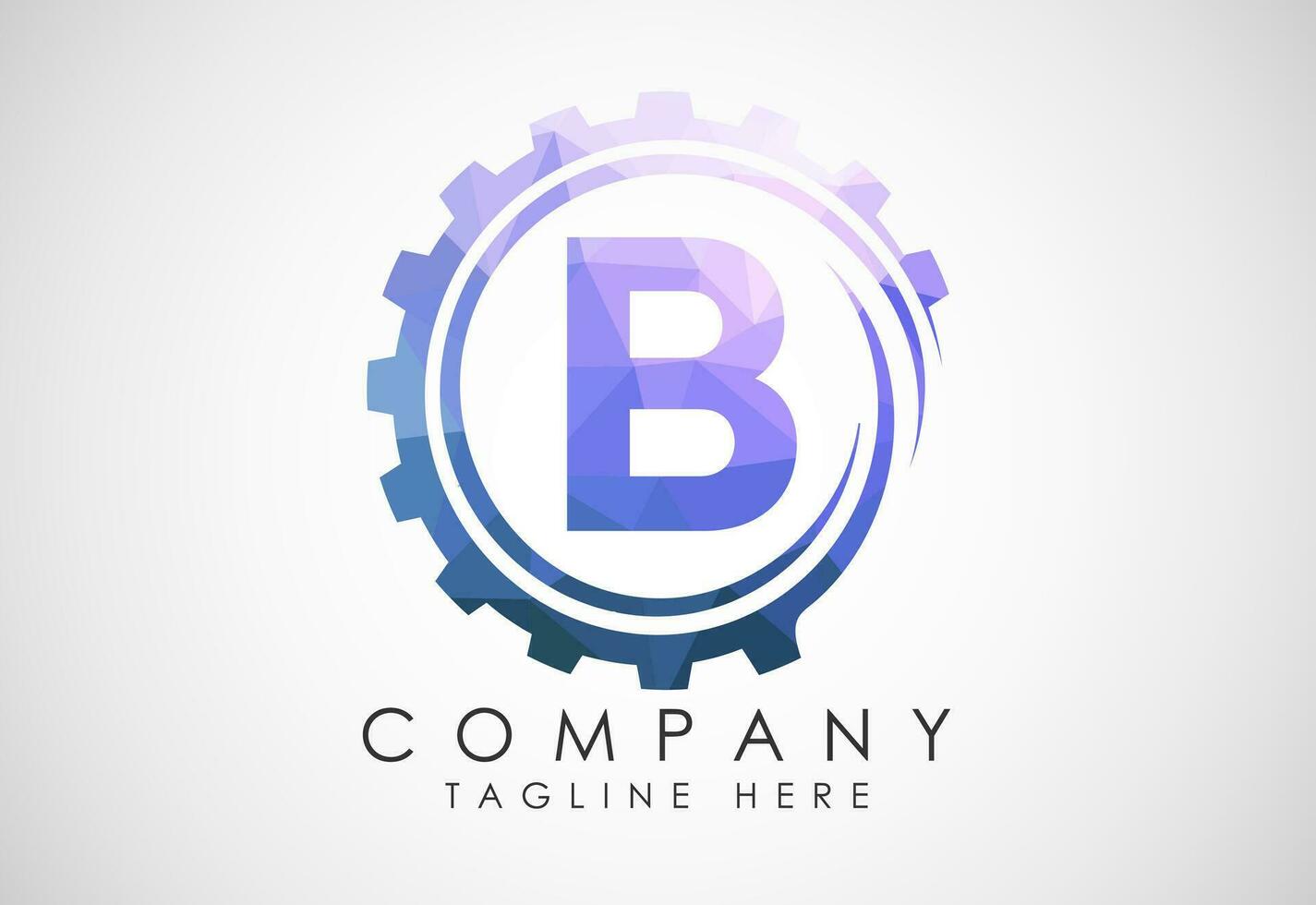 Low poly alphabet B in a gear spiral. Gear engineer logo design. Polygonal logo for automotive vector