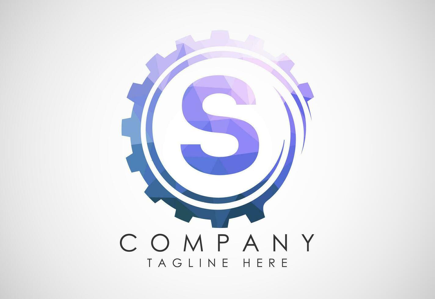 Low poly alphabet S in a gear spiral. Gear engineer logo design. Polygonal logo for automotive vector
