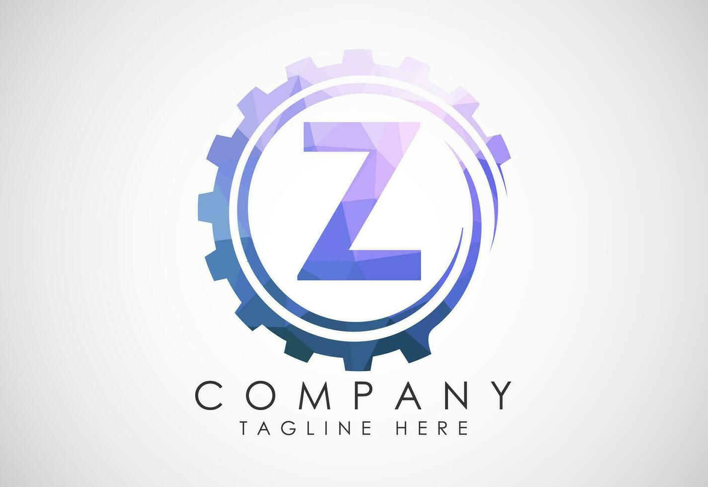 Low poly alphabet Z in a gear spiral. Gear engineer logo design. Polygonal logo for automotive vector