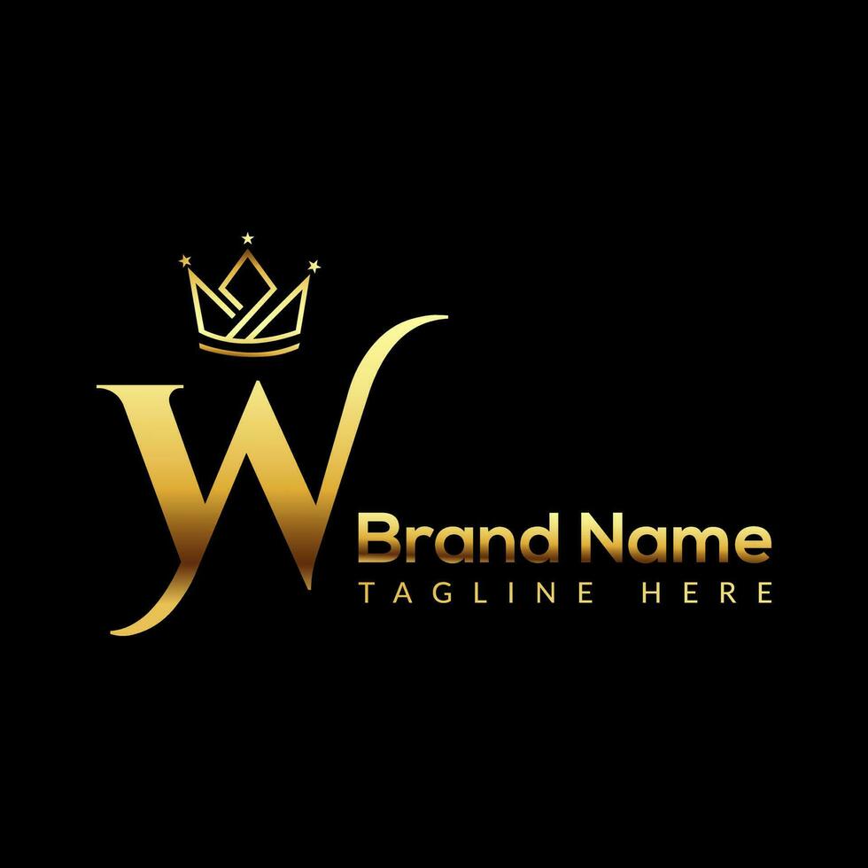 Crown Logo On Letter W Template. Crown Logo On W Letter, Initial Crown Sign Concept Template vector