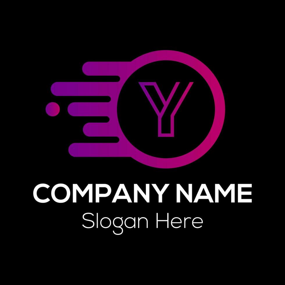 Fast Logo On Letter Y Template. Fast Logo On Y Letter, Initial Fast and Speed Sign Concept Template vector
