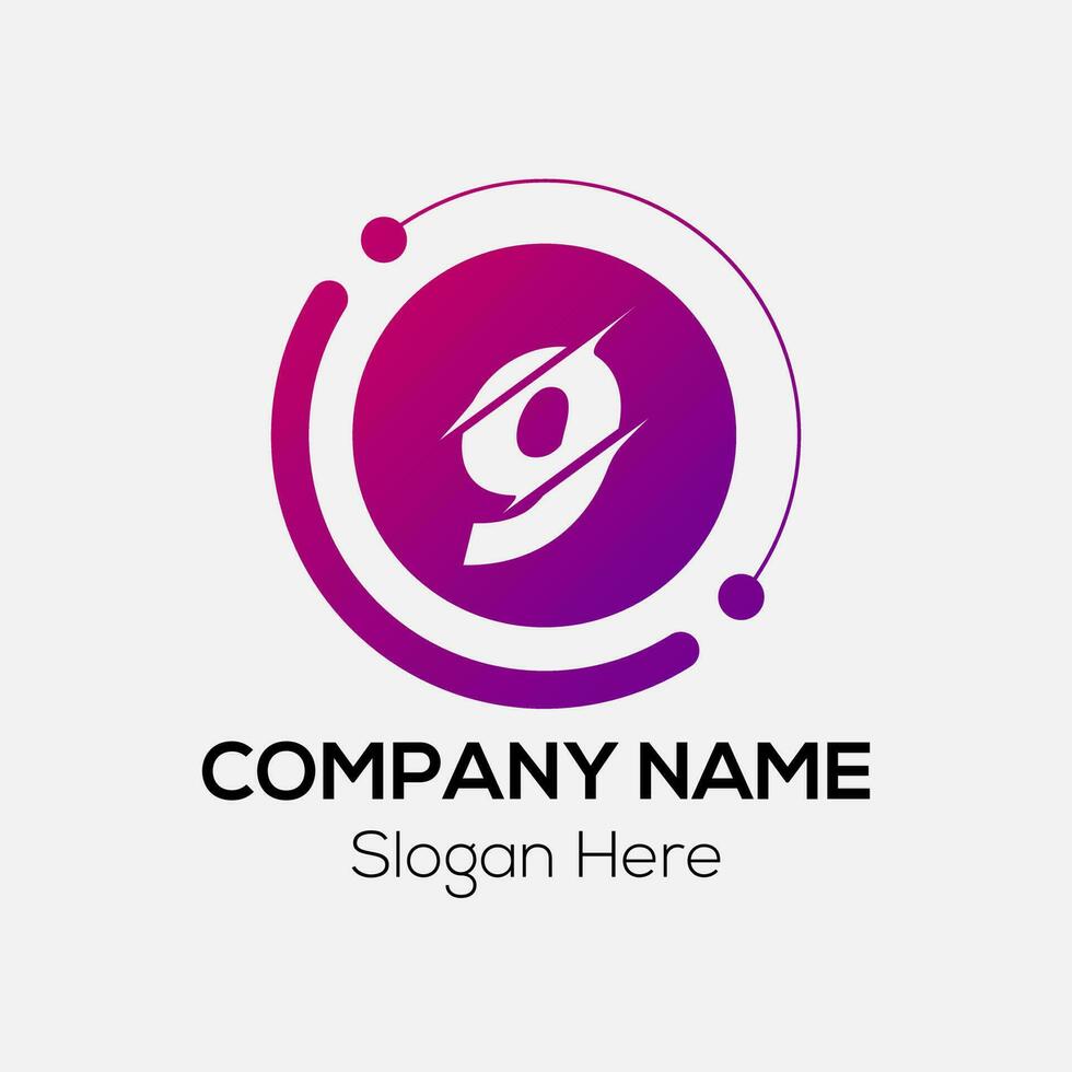 Abstract 9 letter modern initial logo design vector
