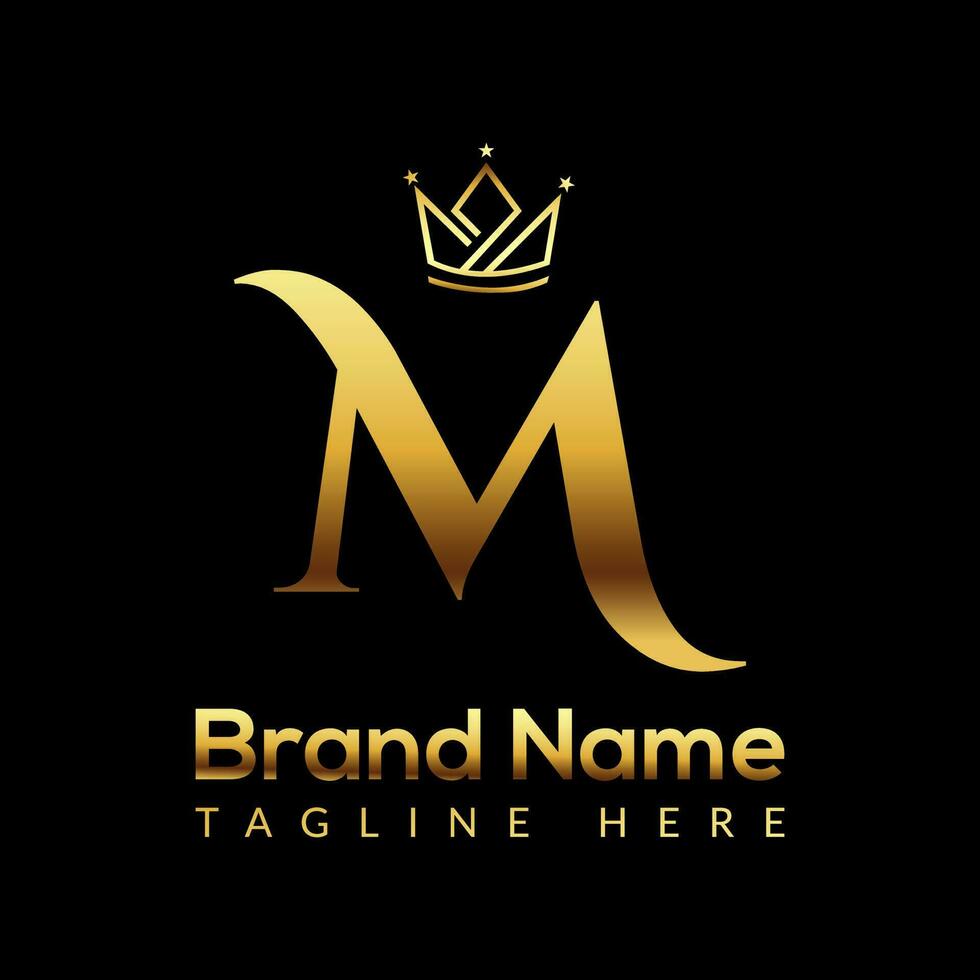 Crown Logo On Letter M Template. Crown Logo On M Letter, Initial Crown Sign Concept Template vector