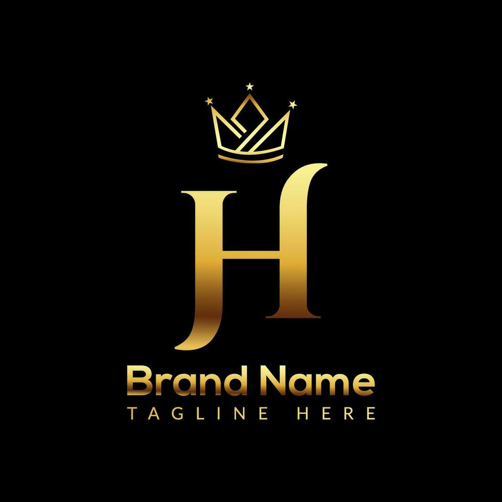 Crown Logo On Letter H Template. Crown Logo On H Letter, Initial Crown Sign Concept Template vector