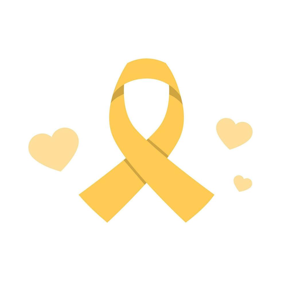 Vector yellow ribbon symbol of breast cancer disease vector illustration isolated on background