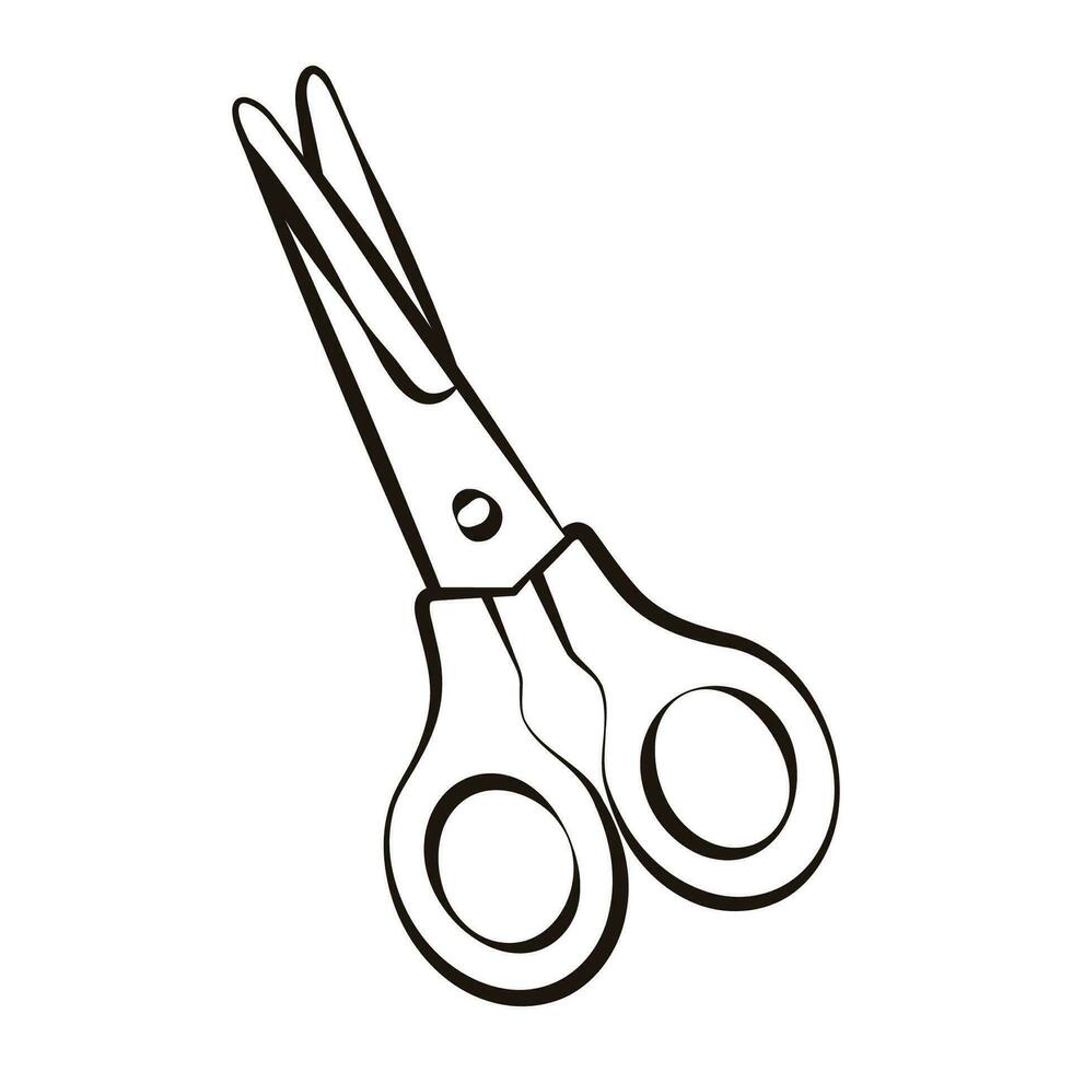 Vector illustration of outline doodle scissors for children, coloring and scrap book