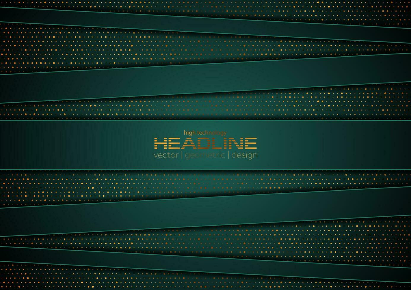 Dark green and golden abstract tech geometric background vector