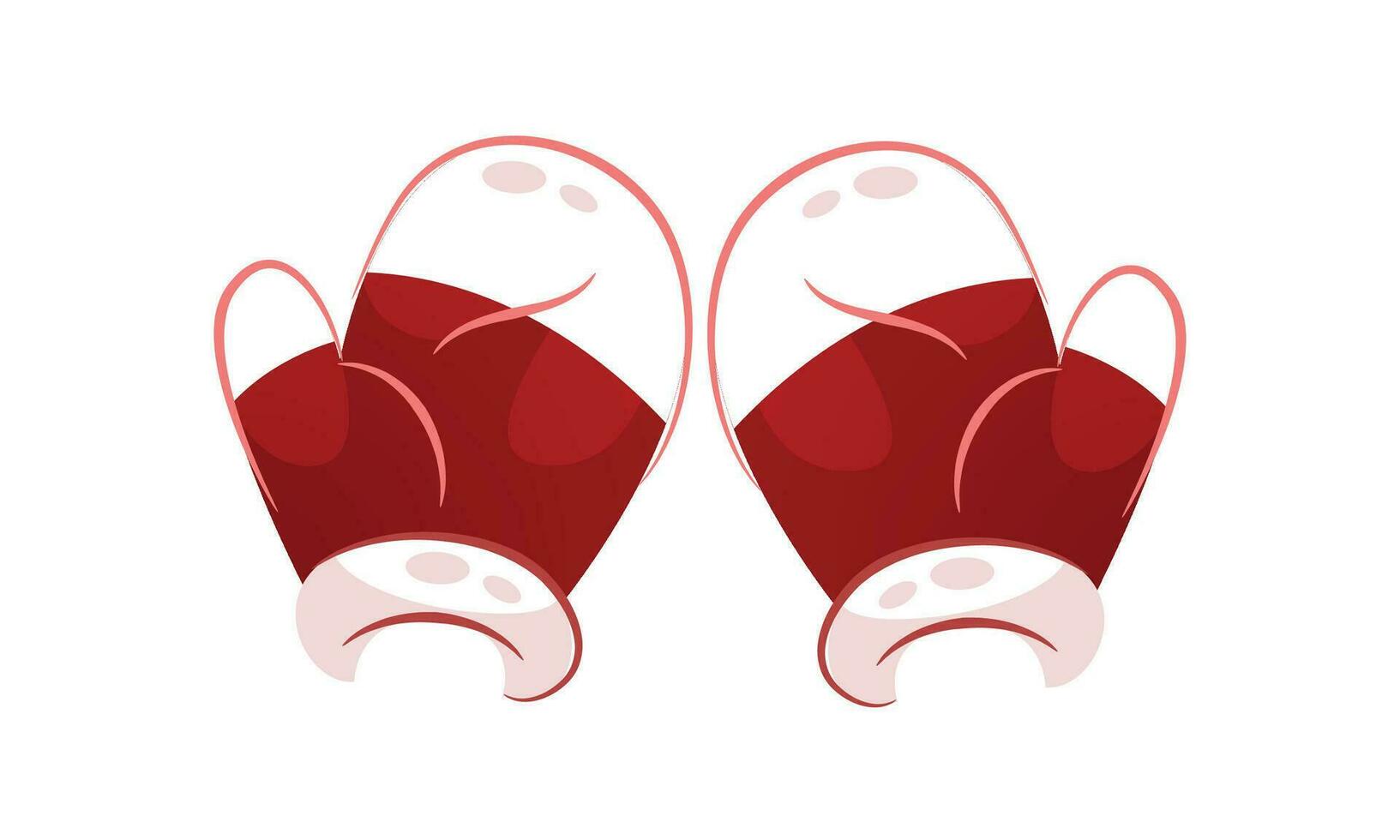 Vector red winter knitted mittens on a rope vector isolated flat christmas illustration