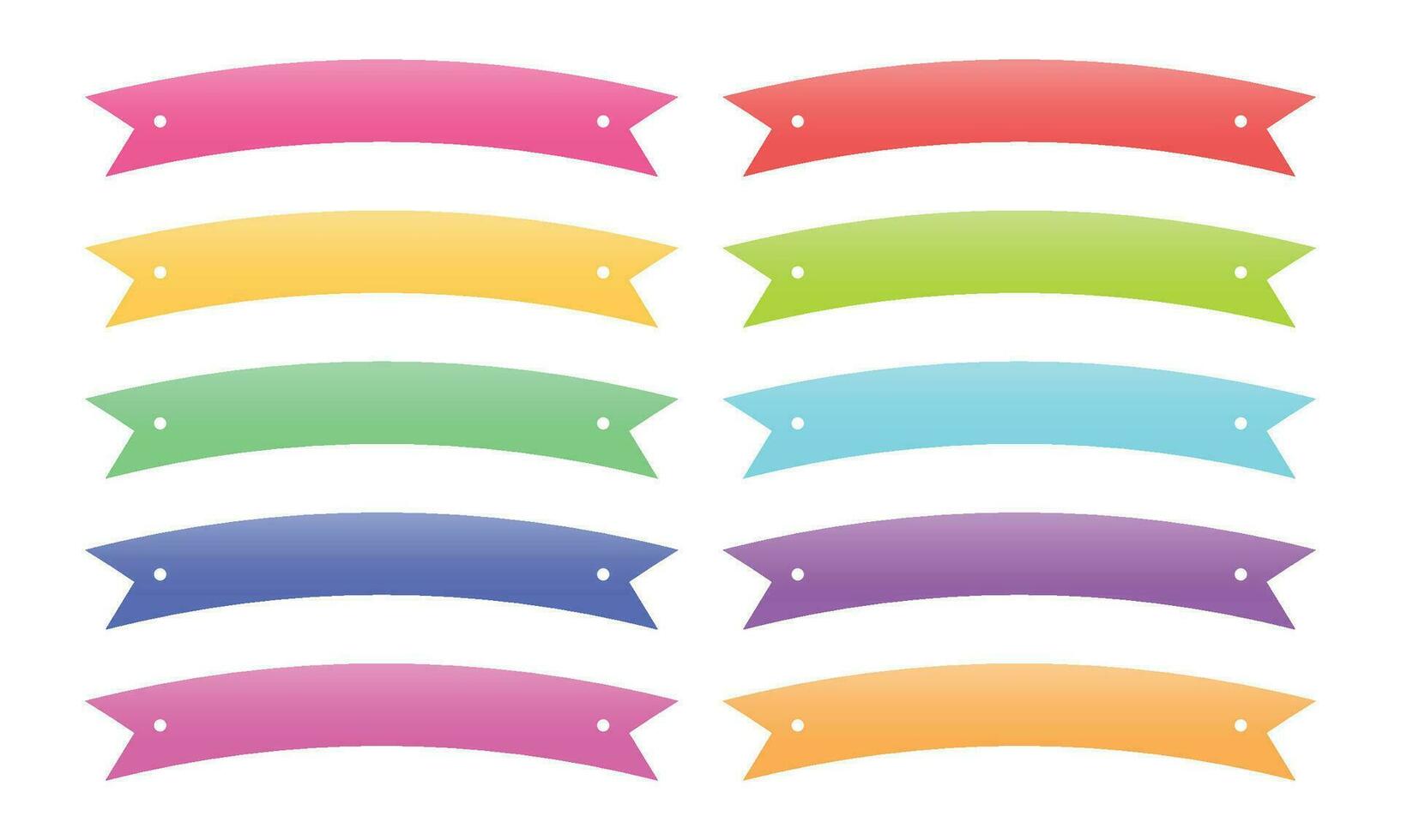 Vector set of colorful simple ribbon waving isolated vector illustration