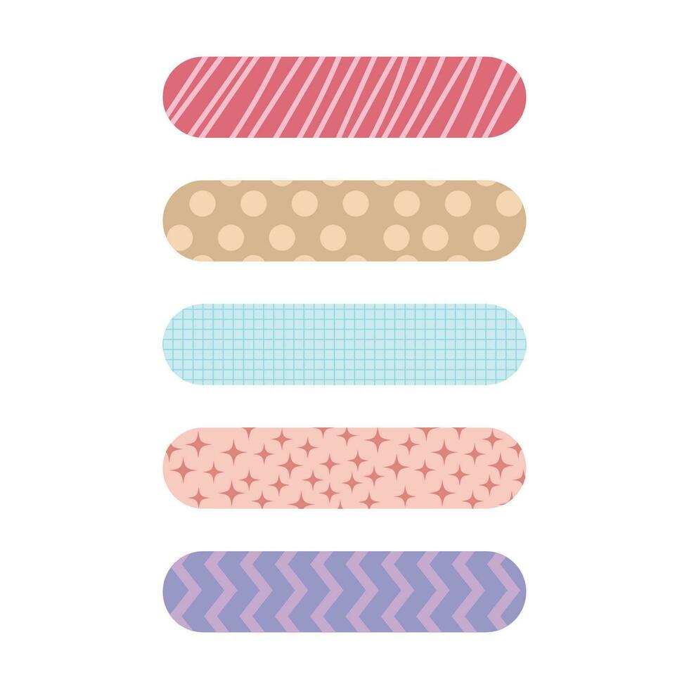 Vector flat washi tape collection on white