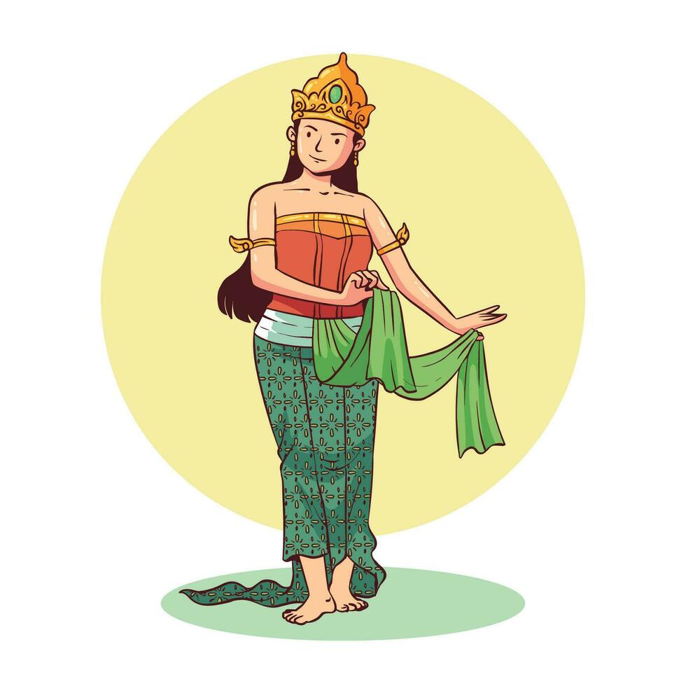 hand drawn traditional javanese dance vector