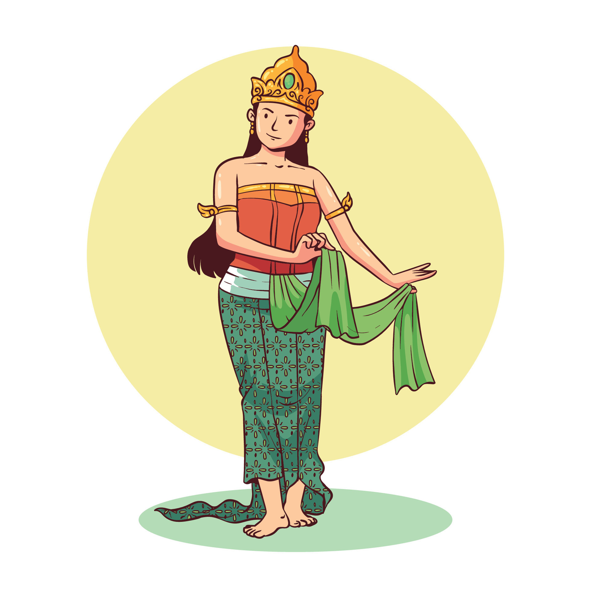 hand drawn traditional javanese dance 32732958 Vector Art at Vecteezy