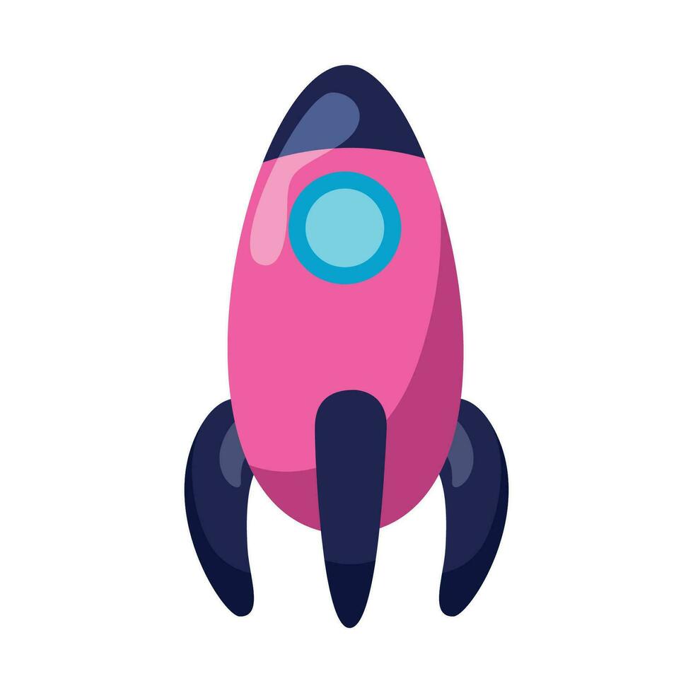 Vector red color space rocket isolated graphic illustration