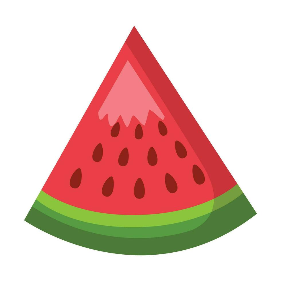 Vector cartoon slice watermelon on white