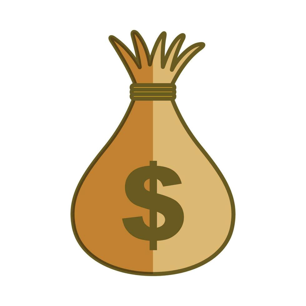 Vector money bag icon in flat style on a white background