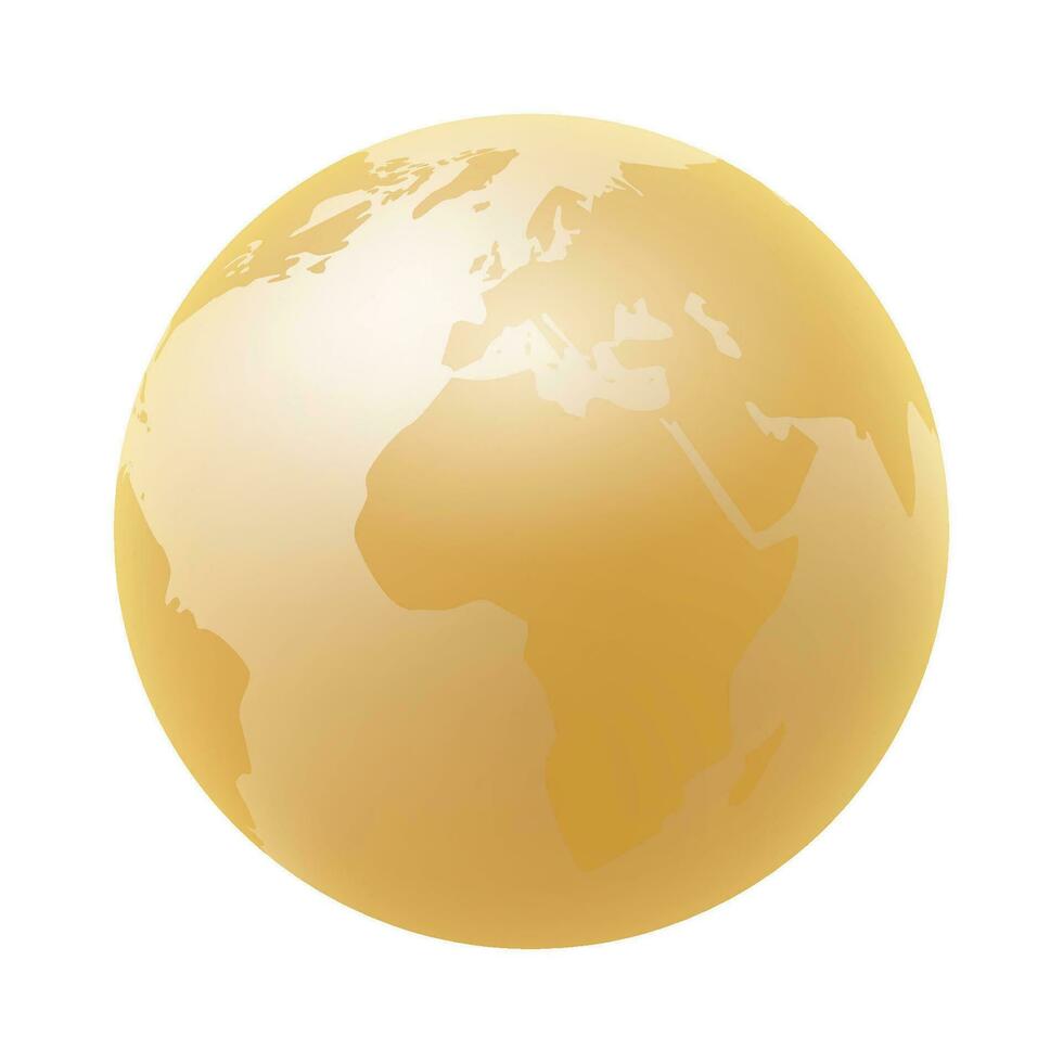 Vector world globe map. north america centered map. yellow planet sphere icon