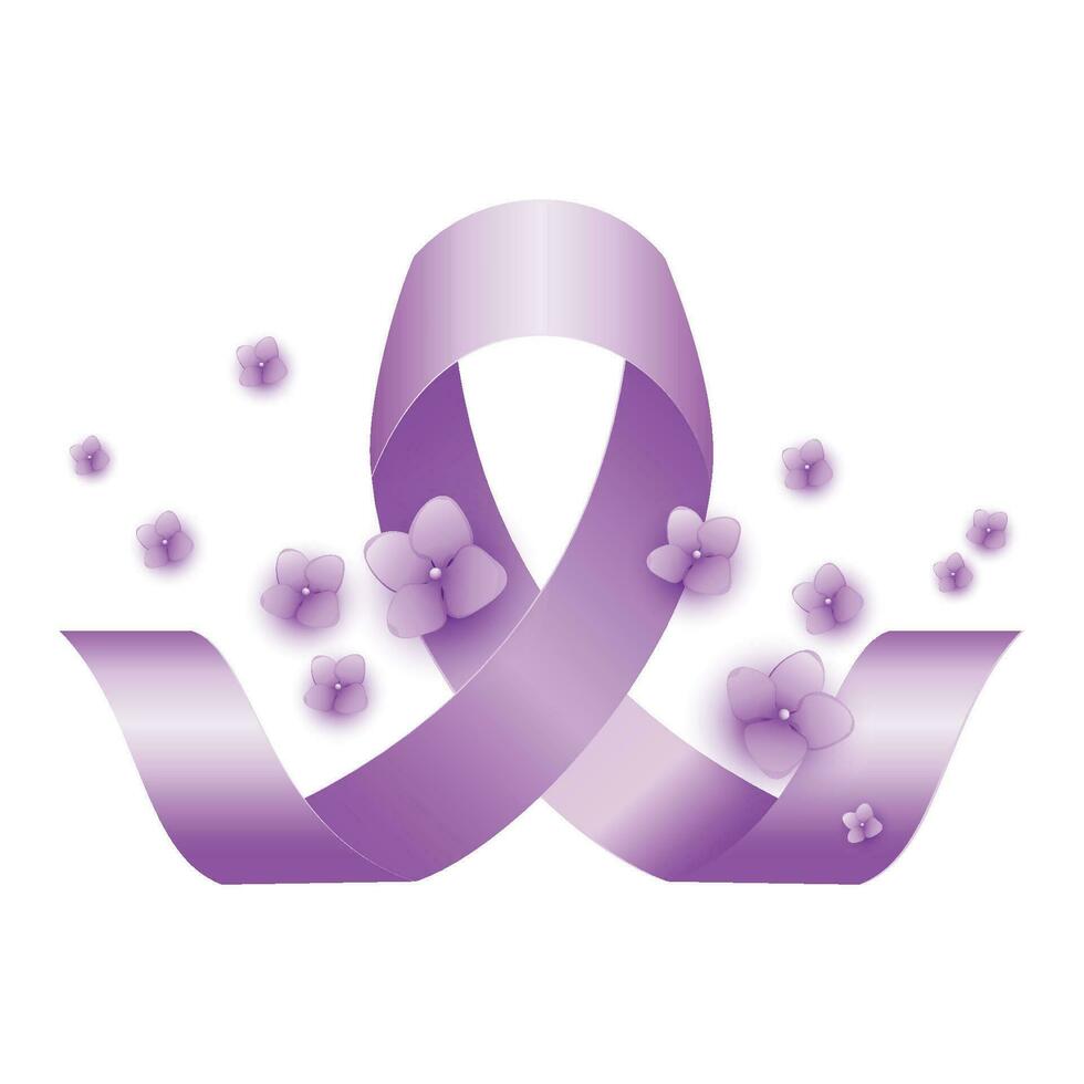 Vector cancer day ribbon with flowers