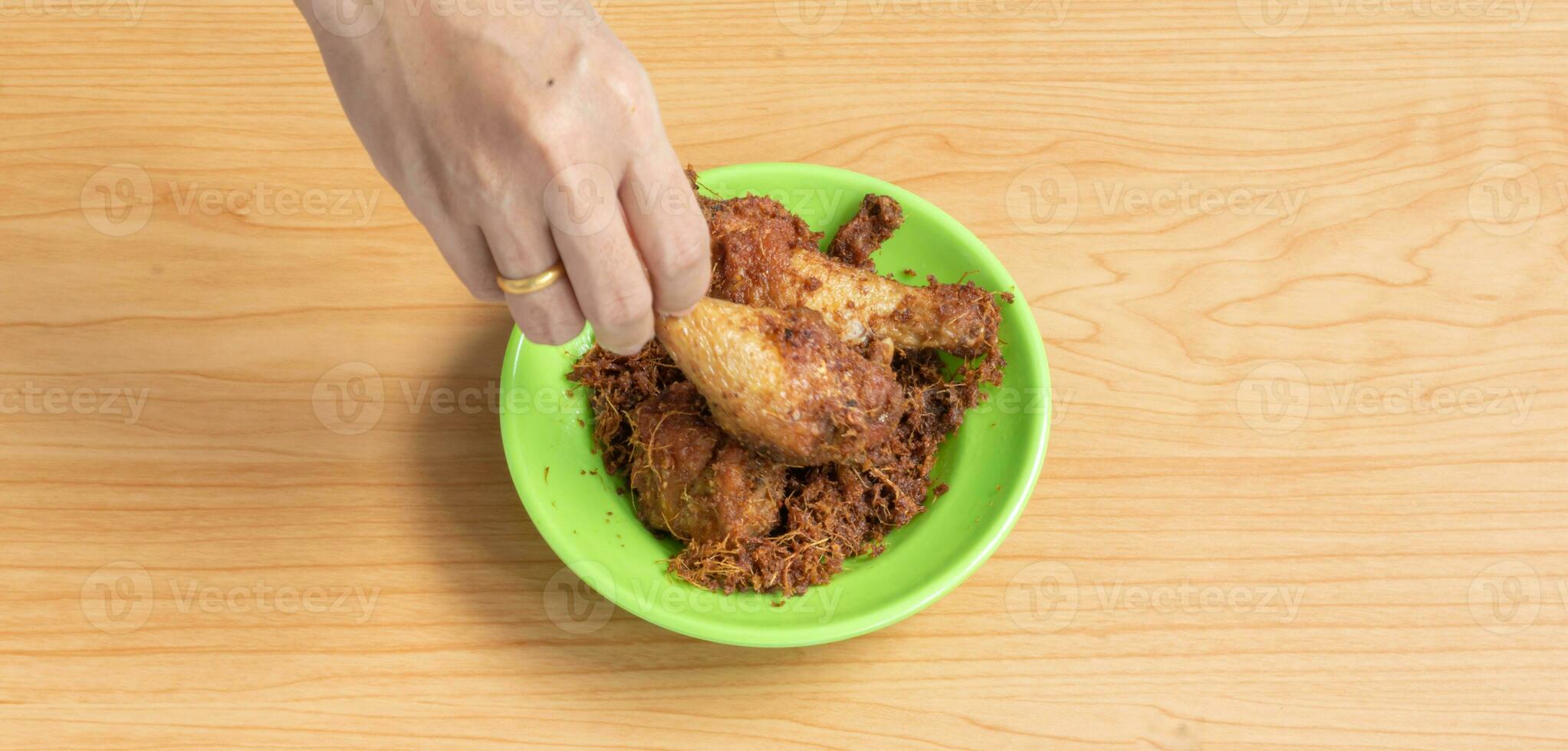 Ayam goreng Kalasan, Indonesia traditional cuisine made from fried chicken photo
