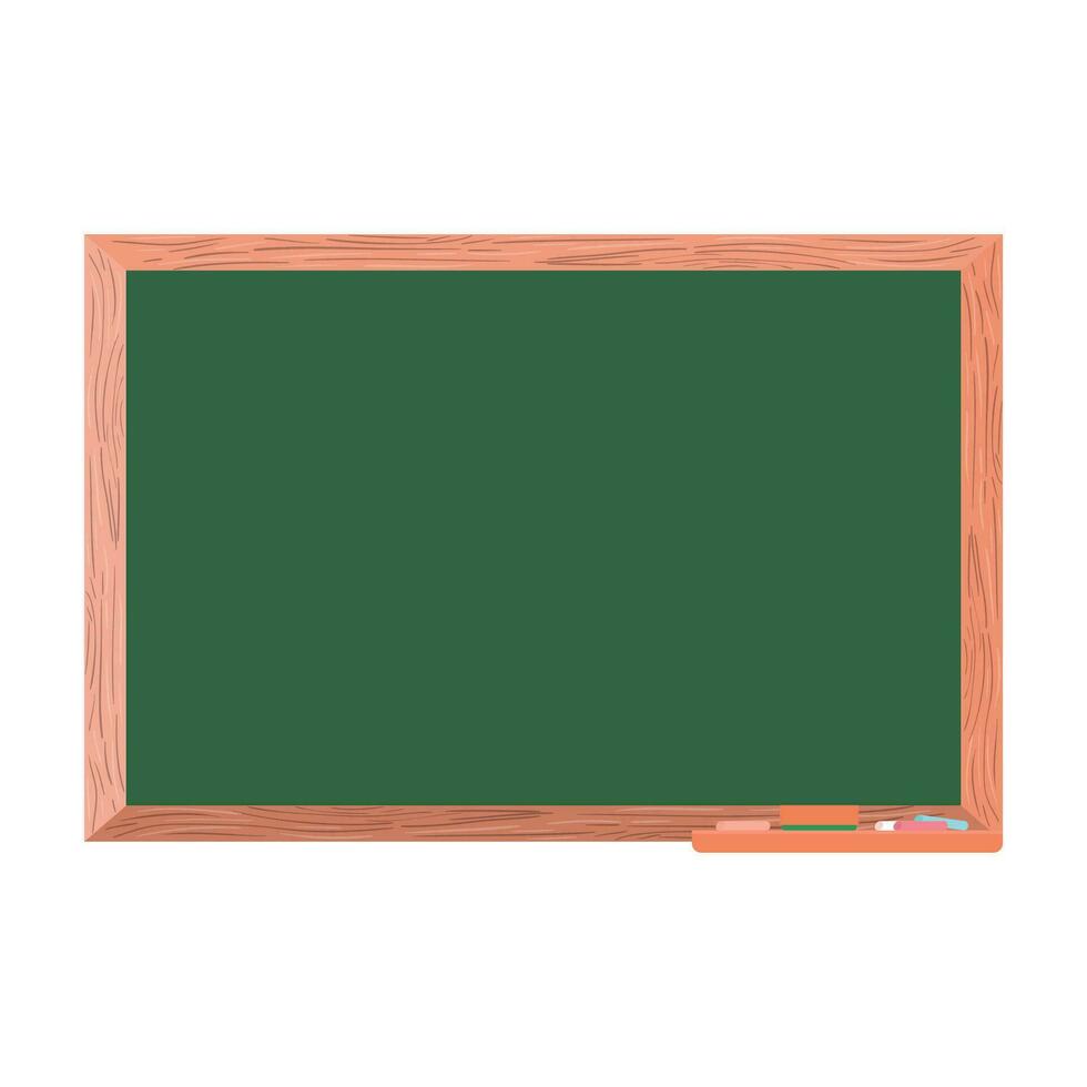 Vector realistic green blackboard in wooden frame wiped dirty chalkboard