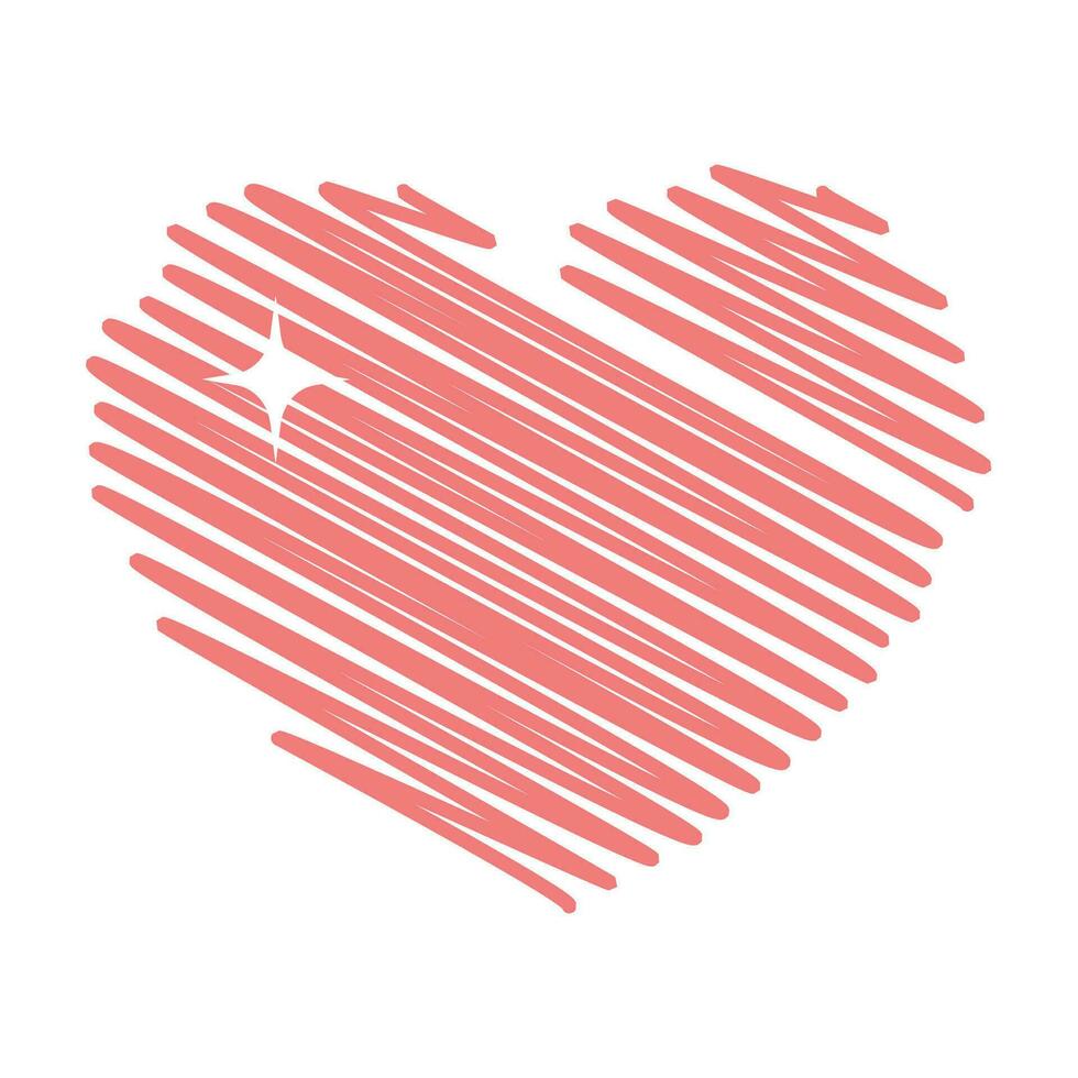 Vector sketchy style red heart on white background