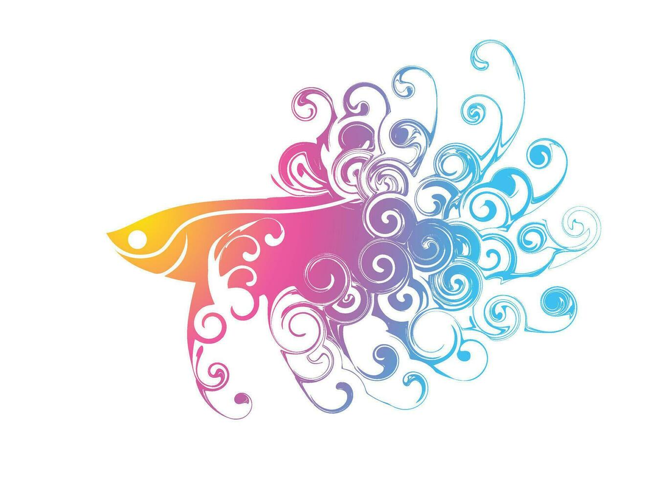 Beautiful Abstract Colorful wall decoration wallpaper betta fish half moon multi color cupang vector