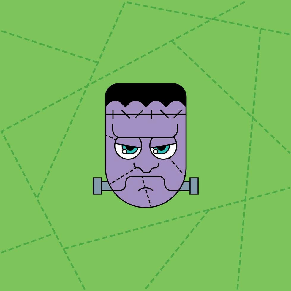 Frankenstein scary face vector illustration comic funny halloween
