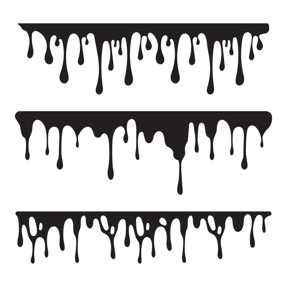 Collection of dripping black liquid flat design vector