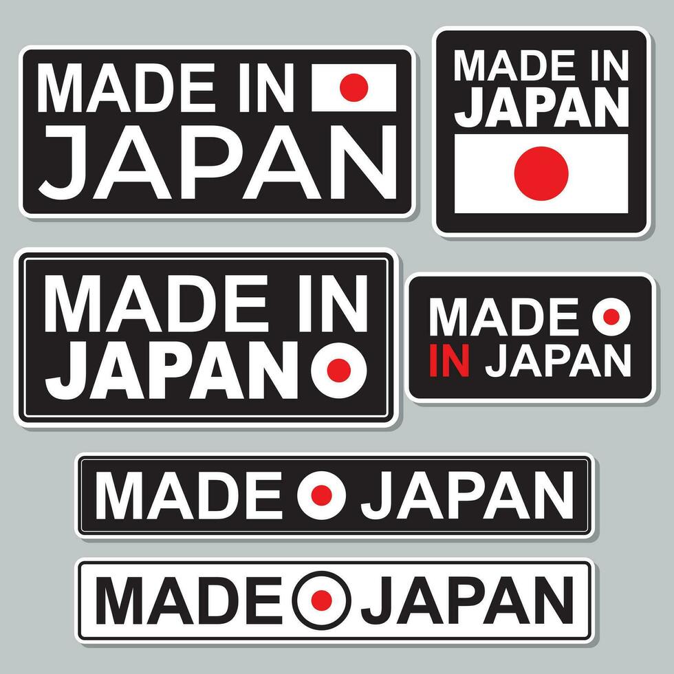 Collection of badge sticker made in Japan in various shape vector