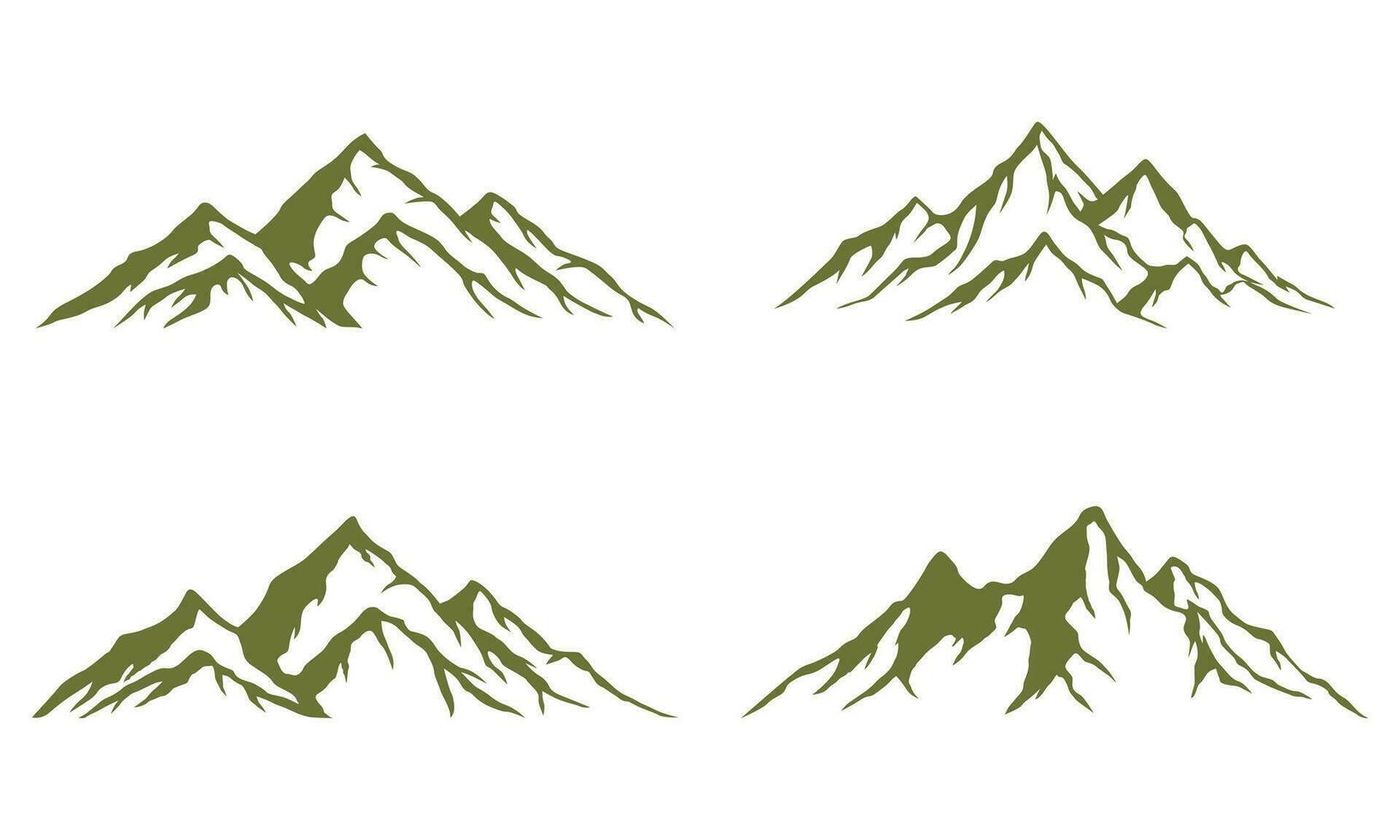 Collection of hand drawn line art mountain logo vector