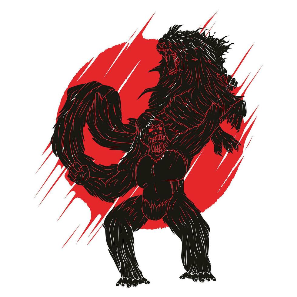 Hand drawn beast abstract art work. Suitable for t-shirt design vector