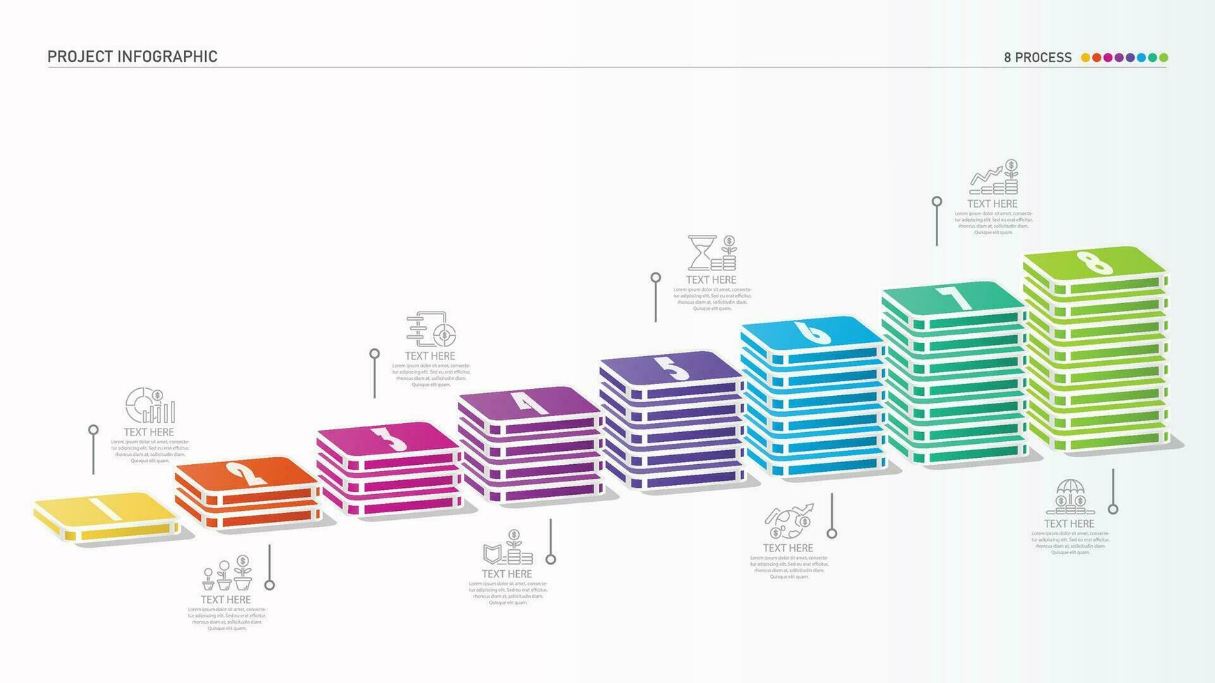 Bar chart rectangular 3d and icons for your Business reports and financial data presentation. vector