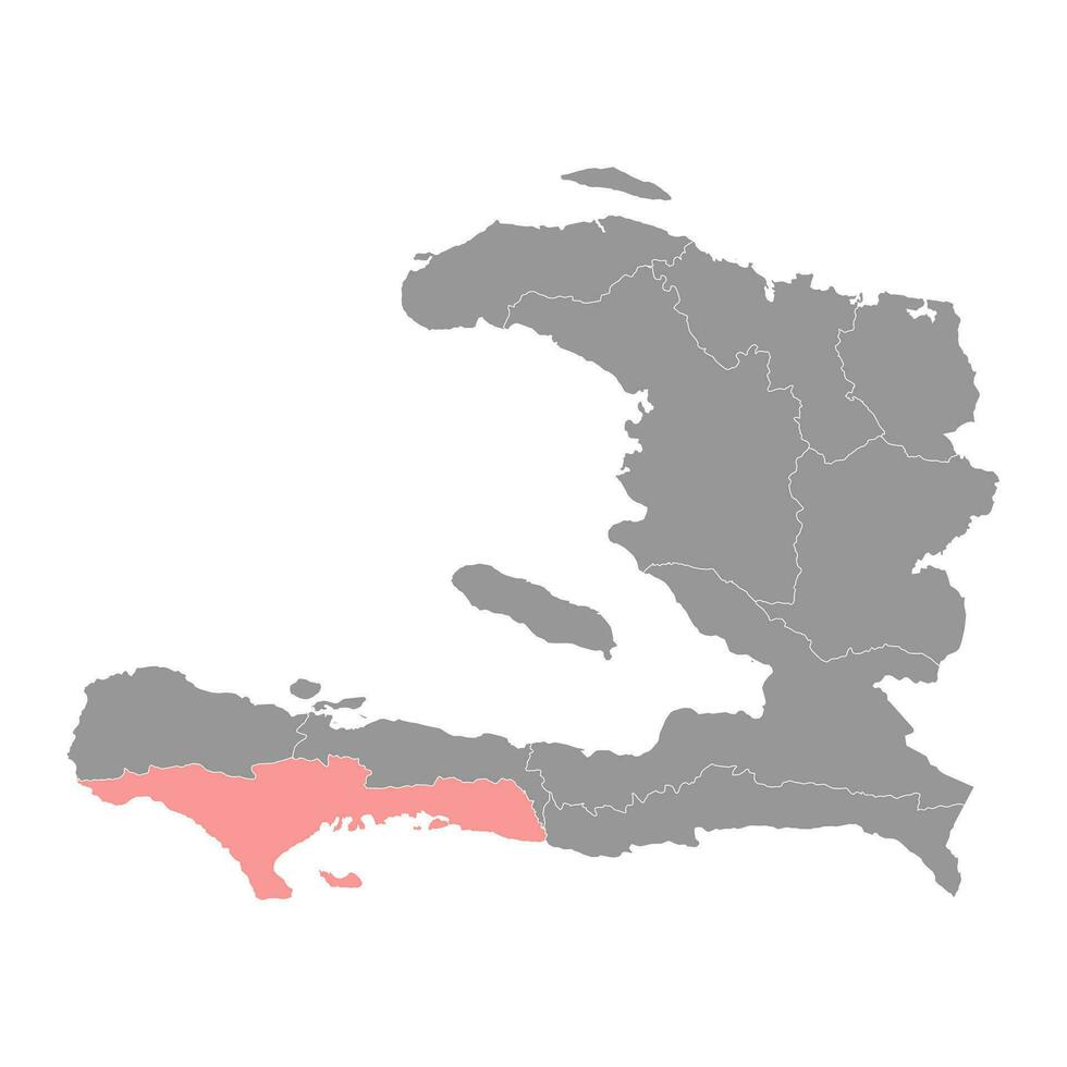 Sud department map, administrative division of Haiti. Vector illustration.