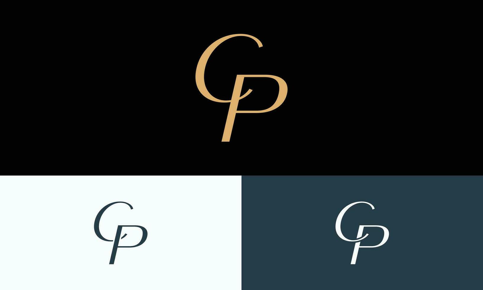 cp ordenador personal C pags inicial letra lujo-premium logo. vector