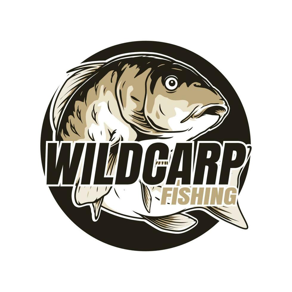 wild carp fishing logo design template vector