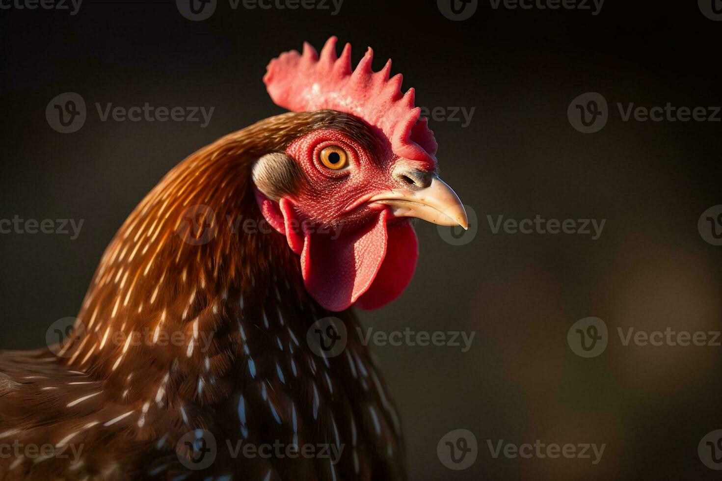 cabeza gallina en pollo granja. creado con generativo ai foto