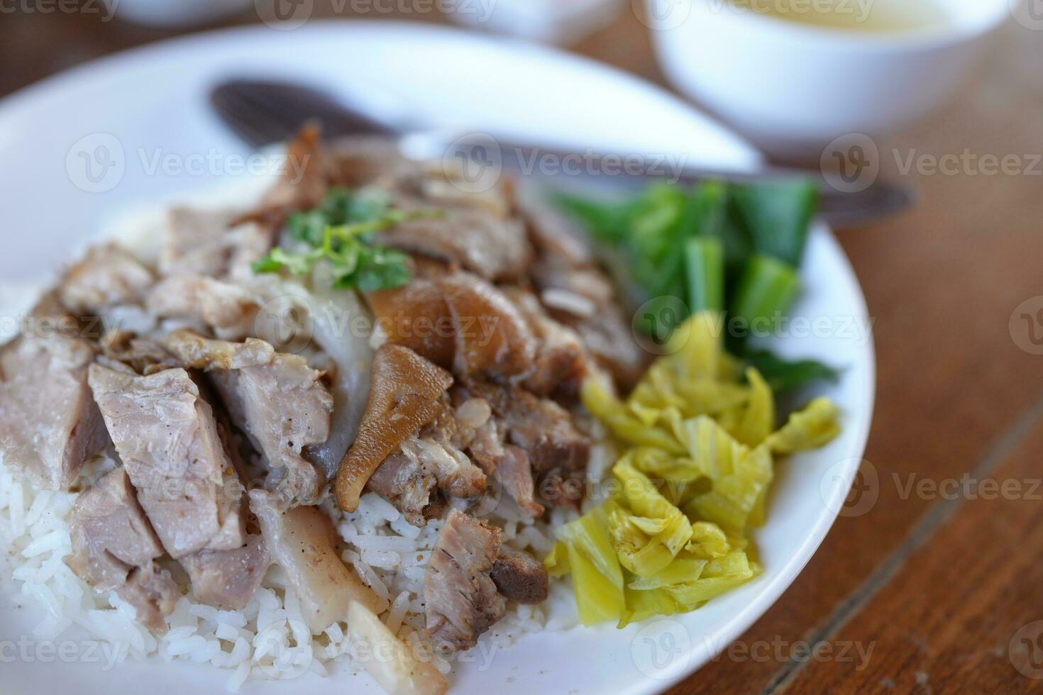 Thai food, pork leg rice photo